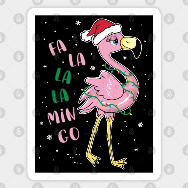 Christmas Fa La La Flamingo Christmas Tree Lights Funny Xmas Magnet by FloraLi